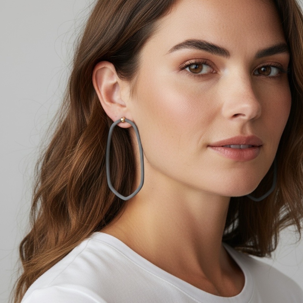 ❤️Elegant Gray Hoop Earrings